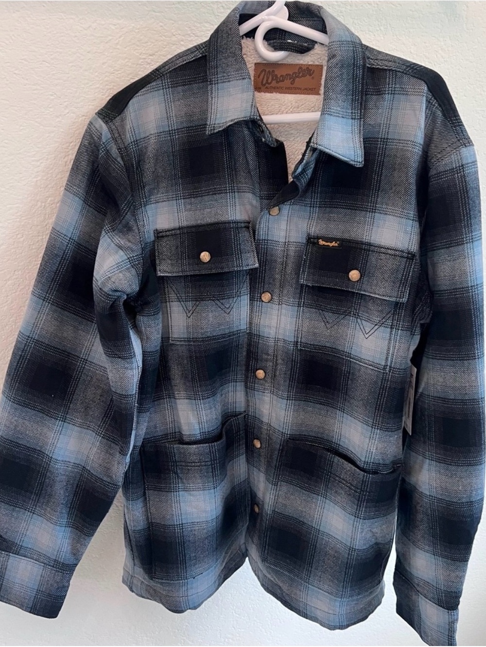 Wrangler Black & Blue Plaid Shirt Jacket NWT
